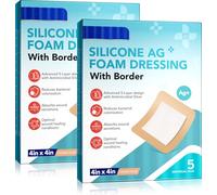 2PCS Silicone Foam Dressing, Wound Dressing Pads Various - 10 Packs for Protection from Infection, Hypoallergenic, Breathable, Absorbent for Cuts, Grazes, Ulcers, Sores, 10cm x 10cm