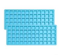 2Pcs Silicone Food Trays, Ice Cube Moulds Freezer Stackable, Non Spill Ice Cube Tray, 60 Ices Cubs Per Tray Dishwasher Safe No BPA(Blue)