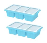 2Pcs Silicone Freezer Tray with Four Graduations, 125 ml/250 ml 4 oz/8 oz Low and High Temperature Resistant -70°C to 230°C, Soup Freezer Container molds for Soup Sauce(Blue)