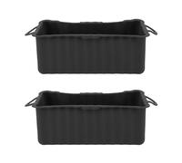 2PCS Silicone Grease Drip Pan for Blackstone Griddle Reusable Rectangular Grease Catcher Cup Liner for Camping Barbeque (Black)