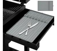 2PCS Silicone Grill Mat for Barbecue BBQ Grill Rack Griddle Tools Mat Heat Resistant Silicone Spatula Mat Nonslip Griddle Spatula Mat Multifunctional Grill Utensil Holder Mat BBQ Tool Mat for Grill