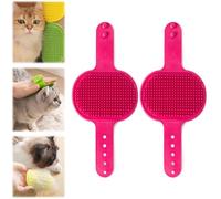 2PCS Silicone Grooming Strap Pad for Cats, Silicone Grooming Strap Pad - 2-in-1 Self-Groomer, Adjustable Silicones Pet Groomings Tool for Climbing Frames Table Legs (Red)