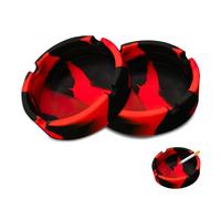 2PCS Silicone Heat Resistant Ash Tray - Unbreakable & Washable Ashtray Nonstick Round Rubber Ash Tray Set Won't Break Cool Portable Ashtray for Home, Office, Outdoor, Restaurant, Indoor and More