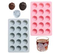 2Pcs Silicone Ice Block Trays Mould, Heart Shape Silicone Chocolate Molds, 30-Cavity Candy Gummy Molds, Reusable Strawberry Moulds for Cocktails, Chocolate, Jellies, Soaps
