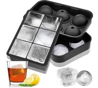 2PCS Silicone Ice Cube Trays, Large Square Ice Cube Tray with Lid and Ice Ball Maker with Funnel, Reusable Easy to Pop Out Ice Moulds Set BPA Free for Whiskey, Cocktails, Baby Food