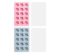 2Pcs Silicone Ice Cube Trays Mould, Star Shaped Chocolate Mold Cute Mini Ice Cube Trays Easy Release Ice Making Mold for Whisky Cocktails Beer and Drinks, Pink+Blue