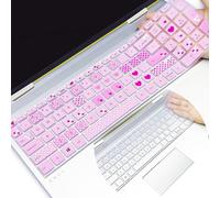 2Pcs Silicone Keyboard Cover Skins for 15.6" HP Envy Laptops, 15-BS013DX 15-BS020NR 15-BS020WM 15-BS033CL 15-CB010NR 15-CB071NR 15-CC010NR 15-CC020NR 15-CC063NR 15-CC064NR 15-CC065NR (Love Bear+Clear)