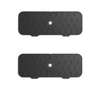 2Pcs Silicone Kitchen Sink Splash Guard Faucet Handle Drip Catcher Tray Mat For Home, Bathroom, Kitchen Gadgets (Black)