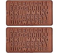 2PCS Silicone Letter Moulds Set - Alphabet Chocolate Fondant Mould for Cake Decorating, Candy, Biscuit, Ice Cubes - Non-Stick Easy Release with Scraper Tool - BPA Free