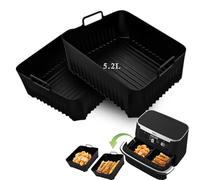 2Pcs Silicone Liners for Ninja AF500UK Accessories | Air Fryer Liner for Ninja Flexi Drawer 10.4L Air Fryer | Reusable Silicone Liners for Ninja Foodi Flexdrawer Dual Air Fryer