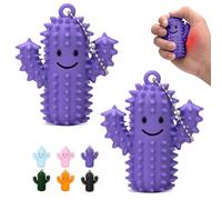 2PCS Silicone Little Ouchies Pain Fidget, Cactus Shape Pain Stim Fidget Toy for Adults, 3D Printed Spiky Grippie Stim Keychain, Sensory Toy for Stress Relief & Focus, Novelty Gifts (Purple)