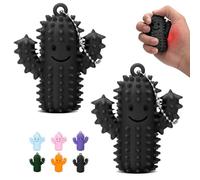 2PCS Silicone Little Ouchies Pain Fidget, Cactus Shape Pain Stim Fidget Toy for Adults, 3D Printed Spiky Grippie Stim Keychain, Sensory Toy for Stress Relief & Focus, Novelty Gifts (Gray)