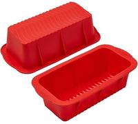 2PCS Silicone Loaf Tins, Mini Bread Baking Pans, Non Stick Rectangular Silicone Cake Tin for Baking Cake, Toast, Brownies and Loaves - 25x12.5x6.6cm