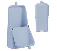 2PCS Silicone Makeup Brush Holder Travel Cosmetic Bag with Suction Base Waterproof Soft Standing Portable Makeup Organizer for Cosmetic Brushes and Phone Stand Purse Travel Home Use (Oatmeal) (Blue)