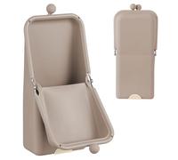 2PCS Silicone Makeup Brush Holder Travel Cosmetic Bag with Suction Base Waterproof Soft Standing Portable Makeup Organizer for Cosmetic Brushes and Phone Stand Purse Travel Home Use (Oatmeal)