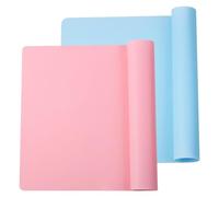 2PCS Silicone Mats for Worktops, Non-slip Silicone Placemats, Craft Mat for Resin and Baking, Table Protector 40x30cm, Blue and Pink