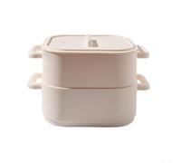2Pcs Silicone Microwave Steamer Bowls with Heat Resistant Handles for Cooking, Mixing and Food Storage Containers Suitable for Microwave, Oven, Refrigerator Use (Beige)