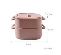 2Pcs Silicone Microwave Steamer Set, Food Storage Container Mixing Bowl With Handle Heat Resistant For Vegetables Fish For Kitchen Cooking(Light Red)