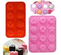 2Pcs Silicone Molds, 3D Heart and Flower Shapes for Chocolate, Candy, Wax Melts and Baking, Non-Stick, Reusable, Food-Grade, Dishwasher Safe Gift for DIY Lovers and Kids