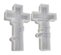 2PCS Silicone Molds, Blessed and Faith Cross Mold, Non Stick Cross Silicone Mold, Reusable Candle Molds for Making Aroma Beads, Soap, Candles, DIY CraftsSilicone