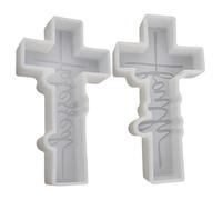 2PCS Silicone Molds, Blessed and Faith Cross Mold, Non Stick Cross Silicone Mold, Reusable Candle Molds for Making Aroma Beads, Soap, Candles, DIY Crafts,Cross Mold
