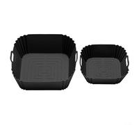 2Pcs Silicone Nonstick for FN101GY, Heat Resistant Basket Liners with Raised Bottom Lines for Improved Air Circulation and Easy Food Transfer (Black)