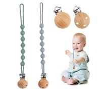 2Pcs Silicone Pacifier Clips, One Piece Soother Chains with Two Replacement Clips, Food Grade Silicone Dummy Clips, Pacifier Teether Holder Straps, Baby Toy Anti Drop Chain for Pacifier or Teether Toy