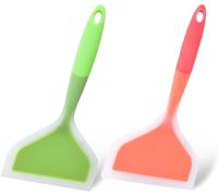 2Pcs Silicone Pancakes Wide Spatula Non-Stick Cooking Safe Flexible Turner Heat Resistant Kitchen Flipper Fried Shovel Cookware for Egg Fish Pizza Cookie Omelette, Dishwasher Safe BPA-Free
