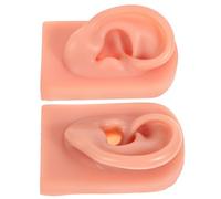2pcs Silicone Piercing Practice Ear Models Soft Reusable Artificial Human Ear Mold for Jewelry Training and Nursing Use Deep Skin Tone Left Right