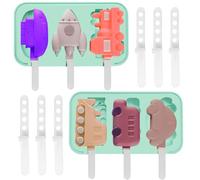 2Pcs Silicone Popsicle Molds for Kids, Ice Cream Molds Popsicle Baby, 2Theme Ice Pop Maker Easy Release, for DIY Homemade(Green-19.3cm*10.76cm*2.68cm)