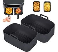 2PCS Silicone Pot for Ninjas Dual Silicone Air Fryer Liners, Air Fryer Accessories for Oven and Microwave (Black)