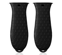 2Pcs Silicone Pot Holders Set Cast Iron Pan Handle Covers, Heat Resistant Pot Handle Sleeve Reusable Non-Slip Handles Protectors for Cast Iron Pots, Woks, Frying Pans, Griddles, Skillets, Oven(Black)