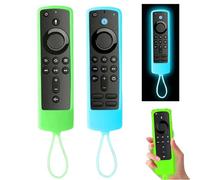 2PCS Silicone Remote Case,Protective Remote Cover,Anti Slip Re-mote Cover,Glow-in-the-Dark Silicone Case C-over with Lanyard,Protective C-over,Firestick Re-mote Cov-er Ca-se,Blue & Green
