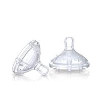 2Pcs Silicone Replacement Teats for Feeding Bottle, BPA Free Medium Flow Easy Latch Anti Colic Valves Breast Size Nipples, 3+ Months Newborn Infants Essentials