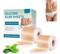 2pcs Silicone Scar Sheets, 1.6" x 60"Roll Scar Tape Roll Silicones Easy-Tear Gel Collagen，Silicone Scars Tape for Face Wrinkles，C-Section and Surgical Scars, Reusable (2)