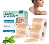 2pcs Silicone Scar Sheets, 1.6" x 60"Roll Scar Tape Roll Silicones Easy-Tear Gel Collagen，Silicone Scars Tape for Face Wrinkles，C-Section and Surgical Scars, Reusable (3)