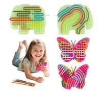 2Pcs Silicone Sensory Toys for Autism, Double-Sided Silicone Activity Board with 22 Quiet Soft Push Peel Sticks Airplane Activities for Kids, Adult, Autism, ADHD (Butterfly + Elephant)