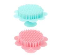 2pcs Silicone Shampoo Brush for Scalp Massage, Shower Use | Food Grade Silicone, Anti-slip Grip, round Sunflower Shape, Bright Colours for Boy Girl and New Parents