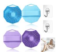 2Pcs Silicone Shower Scrubber, Silicone Body Scrubber - Body Back Scrubber Set, Antimicrobial Exfoliating Handheld Brushes with Skin Cleansing Massager, Lathers Well & Gentle for All Skin Type