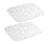 2PCS Silicone Sink Ergonomic Kitchen Drain Mat Airflows Designs Space Saving Rollable Sink Pad for Dish Drying Hollows Kitchen Drain Mat