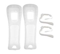 2PCS Silicone Skin Case Cover with Wrist Strap Non-Slip Silicone Case Cover Pouch Sleeve Compatible with Wii Remote White Case Storage Sets