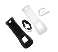 2PCS Silicone Skin Case Cover with Wrist Strap Non-Slip Silicone Case Cover Pouch Sleeve Compatible with Wii Remote Black White Case Storage Sets