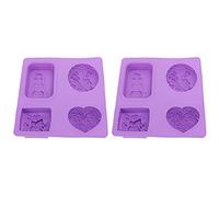 2Pcs Silicone Soap 4 - Grids, DIY Handmade Cupcake Baking Mould, Heat - Reusable Soap Making Kit with Snowman Heart Butterflies Design, for DIY Craft Chocolate Jelly