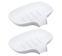 2Pcs Silicone Soap Dishes with Drainage, White Soap Dish Holder for Shower, Bathroom, Kitchen Counter Top