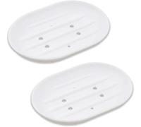 2Pcs Silicone Soap Holder Dish, Non - slip Shower Soap Saver, for Bathroom Shower Kitchen Soap Saver Tray, Dry Easy Cleaning (White)