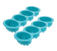 2pcs Silicone Soap Mold for Handmade DIY Soap Making, Blue | Flexible Silicone, Easy to Maintain, Wear Resistant, Four Oval Massage Brush Cavities