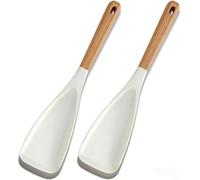 2PCS Silicone Spatula Spoon,Colourworks 3 Piece Silicone Utensil, Silicone Cooking Spoons for Cooking, Heat-Resistant Silicone Serving Spoons with Wooden Handle, Essential Kitchen Tools for Scraping,