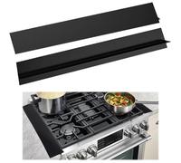 2Pcs Silicone Stove Counter Gap Covers, 25"/64cm Spills Seals Cooker Sides Spaces Filler Anti-stain Easy Clean Heat Resistant Strips for Stovetop Worktop Countertop Hob Oven Appliances Edging (Black)