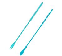 2pcs Silicone Straw Brush, 9.45 Inch Extra Long Drinking Cleaner, 2 Styles Reusable Water Bottle Bendable Pipe Crevice Cleaning Brushes for Straws (Blue)
