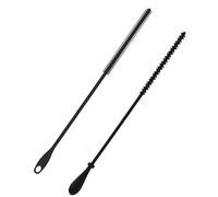 2pcs Silicone Straw Brush, 9.45 Inch Extra Long Drinking Cleaner - 2 Styles Reusable Water Bottle Bendable Pipe Crevice Cleaning Brushes for Straws (Black)